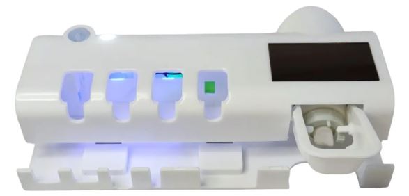 Soporte Esterilizador UV Cepillo Dental con Dispensador de Crema Solar USB
